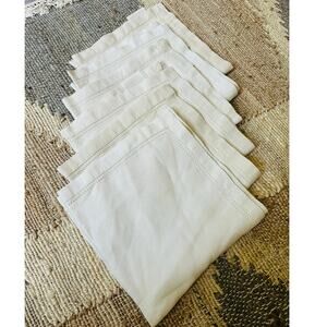 Williams Sonoma Linen Napkins Square Dinner set of 8 beige 21”